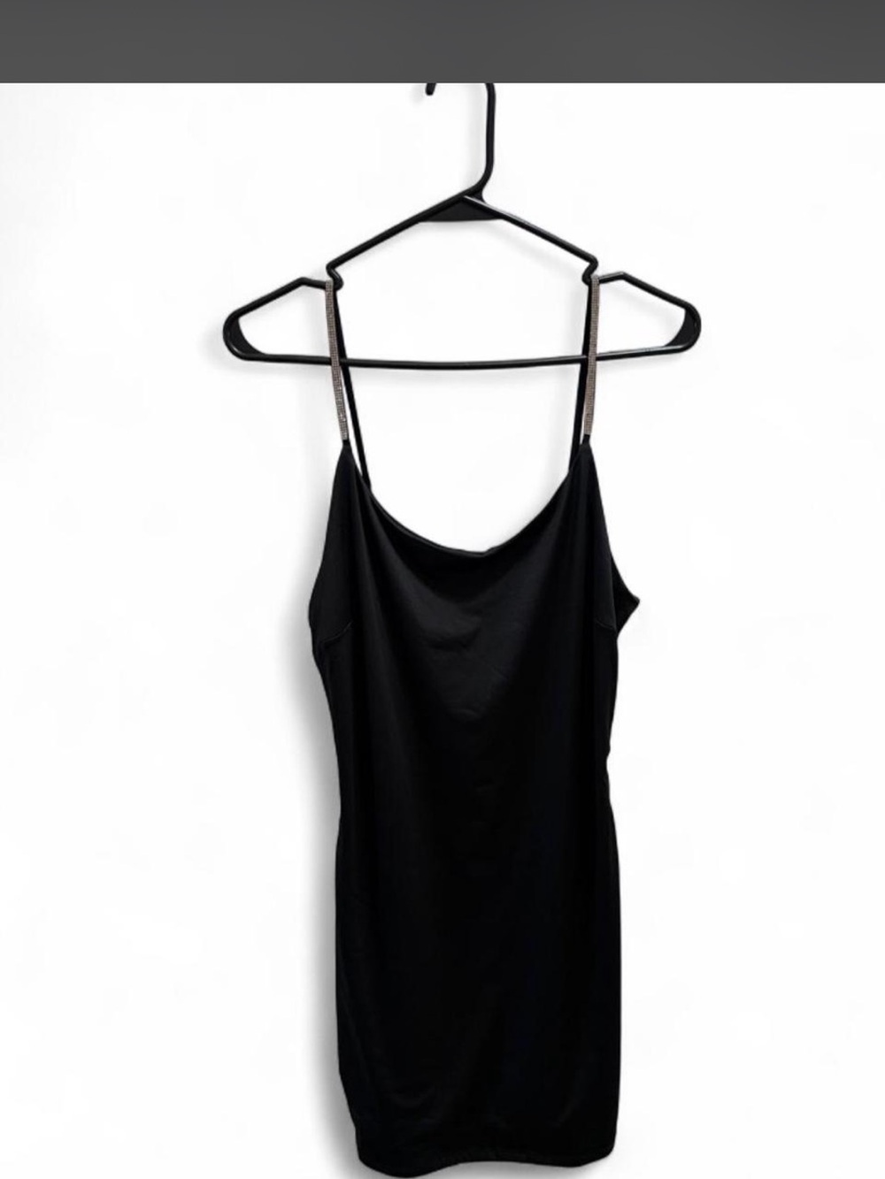 iris Black Slip Camisole Dress with Thin Straps